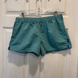 Patagonia Baggies Shorts Womens L Aqua‎ Turquoise Nylon Drawstring Casual